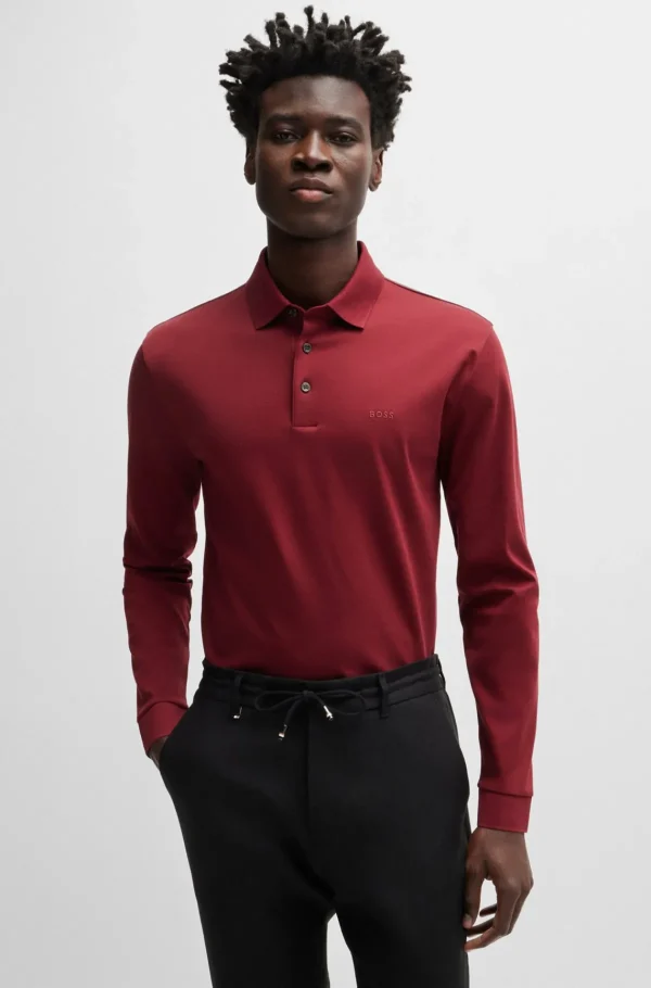 HUGO BOSS Polos>Polo Em Algodão Interlock Com Logótipo Bordado