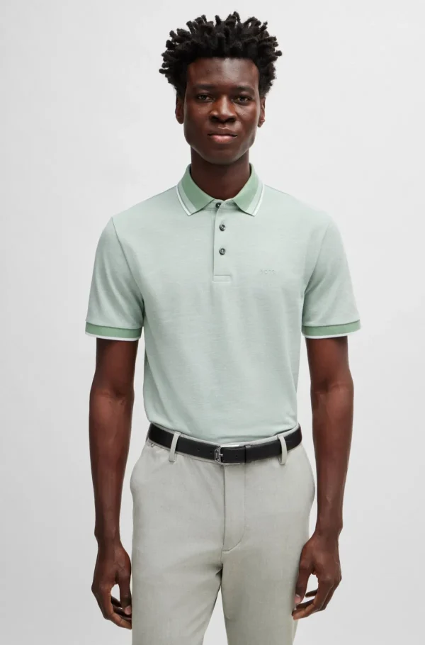 HUGO BOSS Polos>Polo Em Algodão Piqué Oxford Com Logótipo