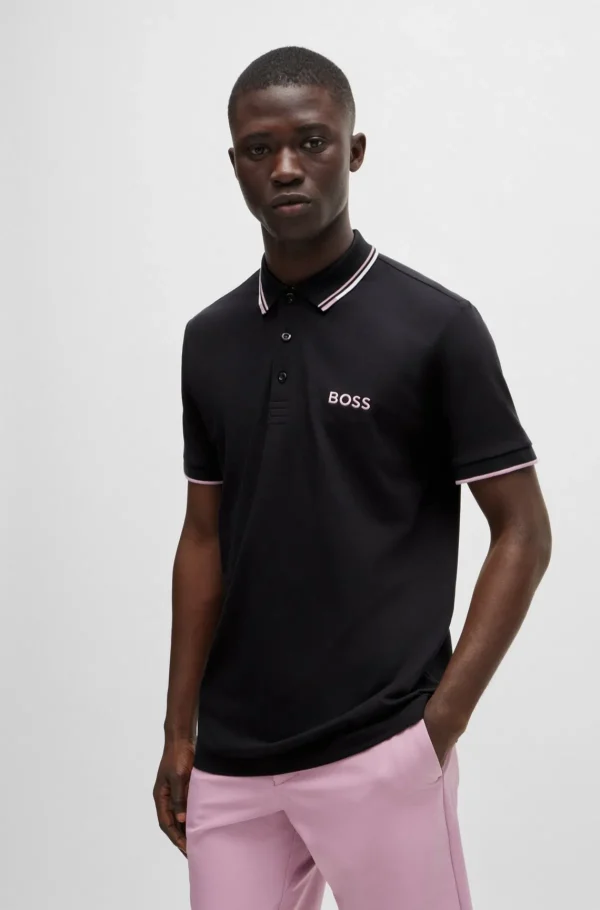 HUGO BOSS Golfe>Polo Em Mistura De Algodão Com Logótipos Contrastantes