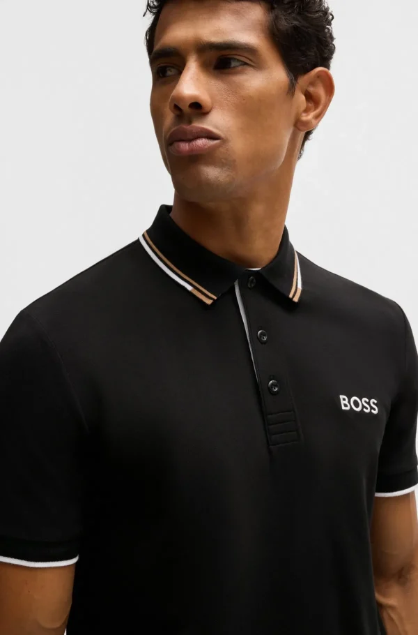 HUGO BOSS Golfe>Polo Em Mistura De Algodão Com Logótipos Contrastantes