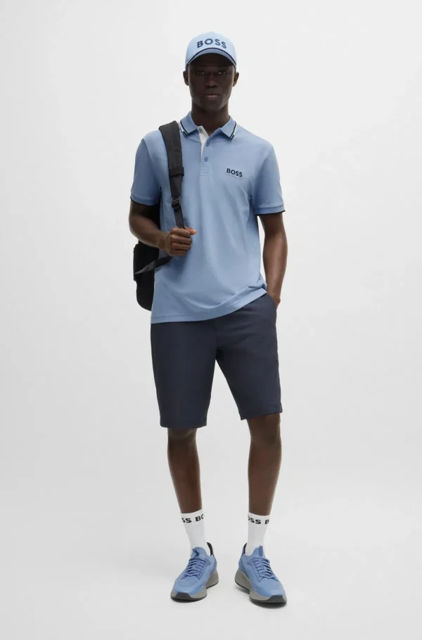 HUGO BOSS Golfe | Polos>Polo Em Mistura De Algodão Com Logótipos Contrastantes