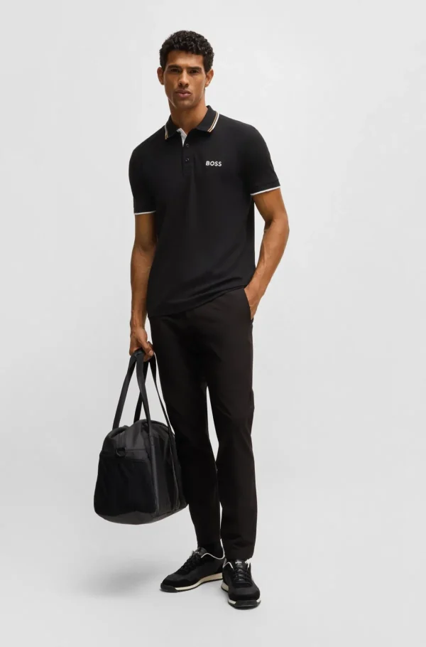 HUGO BOSS Golfe>Polo Em Mistura De Algodão Com Logótipos Contrastantes