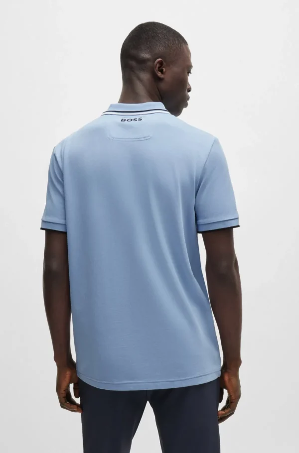 HUGO BOSS Golfe | Polos>Polo Em Mistura De Algodão Com Logótipos Contrastantes