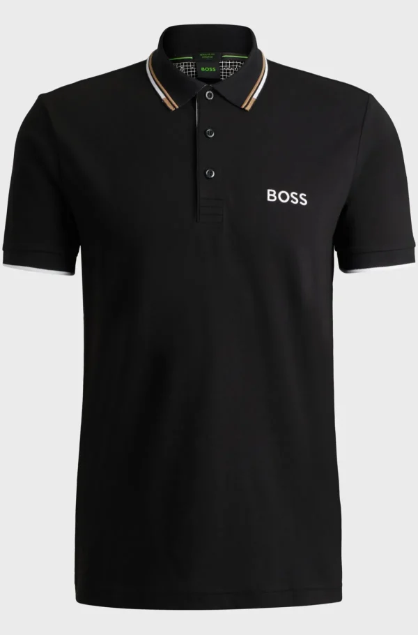 HUGO BOSS Golfe>Polo Em Mistura De Algodão Com Logótipos Contrastantes