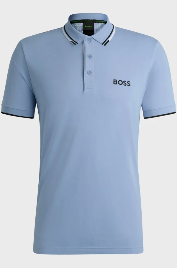 HUGO BOSS Golfe | Polos>Polo Em Mistura De Algodão Com Logótipos Contrastantes