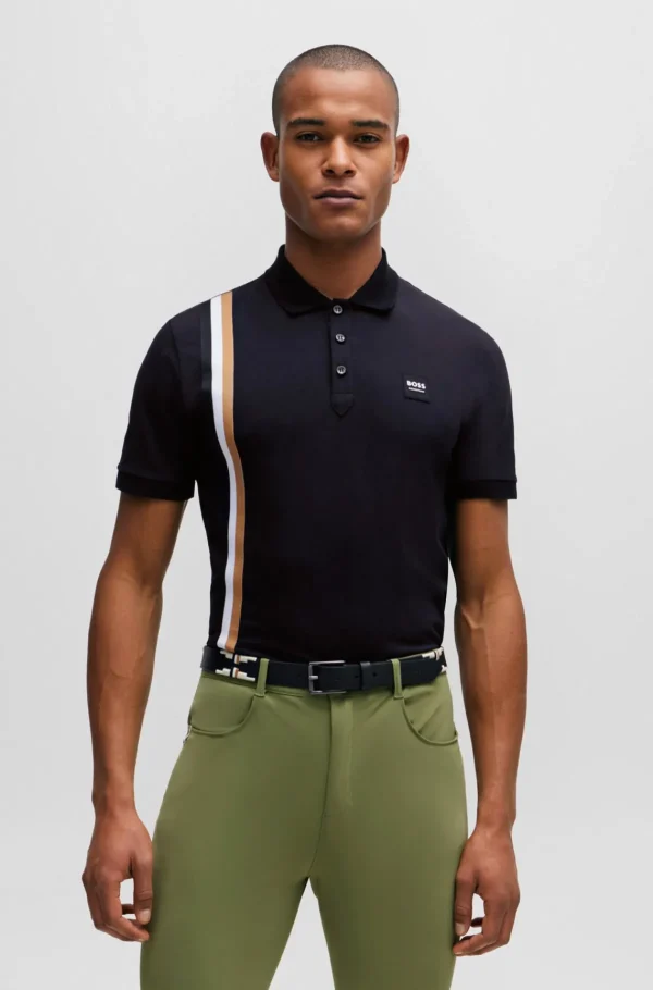 HUGO BOSS Polos>Polo Equestre De Algodão Elástico Com Logótipo De Silicone