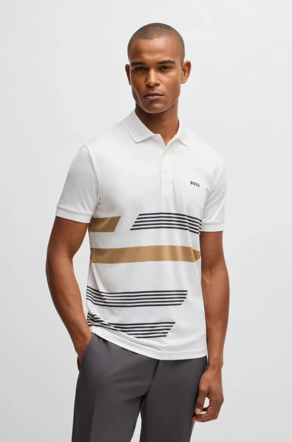 HUGO BOSS Polos>Polo Paddy Em Jersey Elástico Com Estampado De Riscas