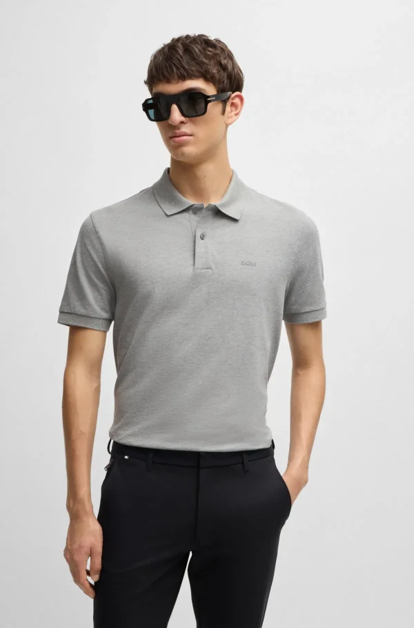 HUGO BOSS Polos>Polo Pallas De Ajuste Regular Em Algodão Com Logótipo Bordado