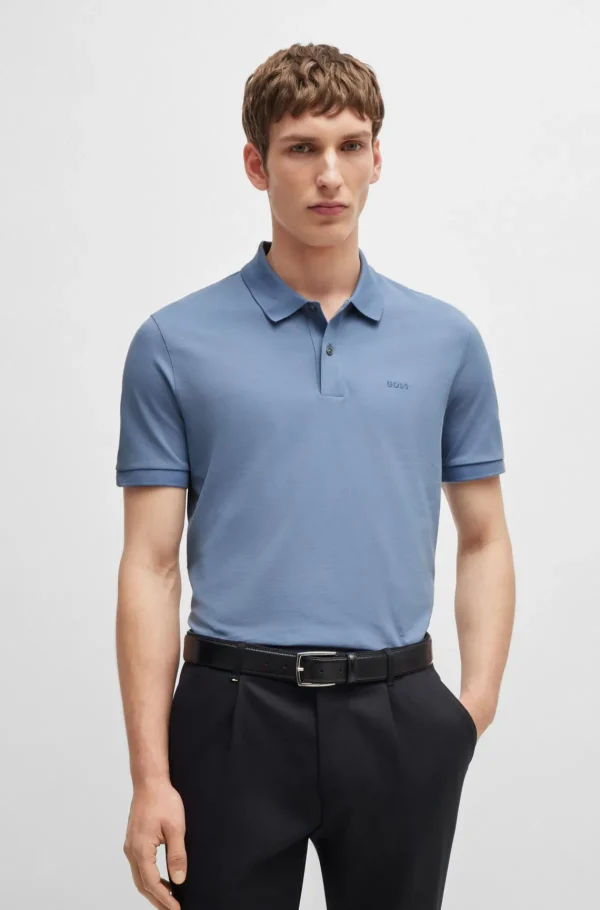 HUGO BOSS Polos>Polo Pallas De Algodão Orgânico Com Logótipo Bordado