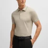 HUGO BOSS Polos>Polo Slim Fit Em Algodão Piqué Com Logótipo Tonal