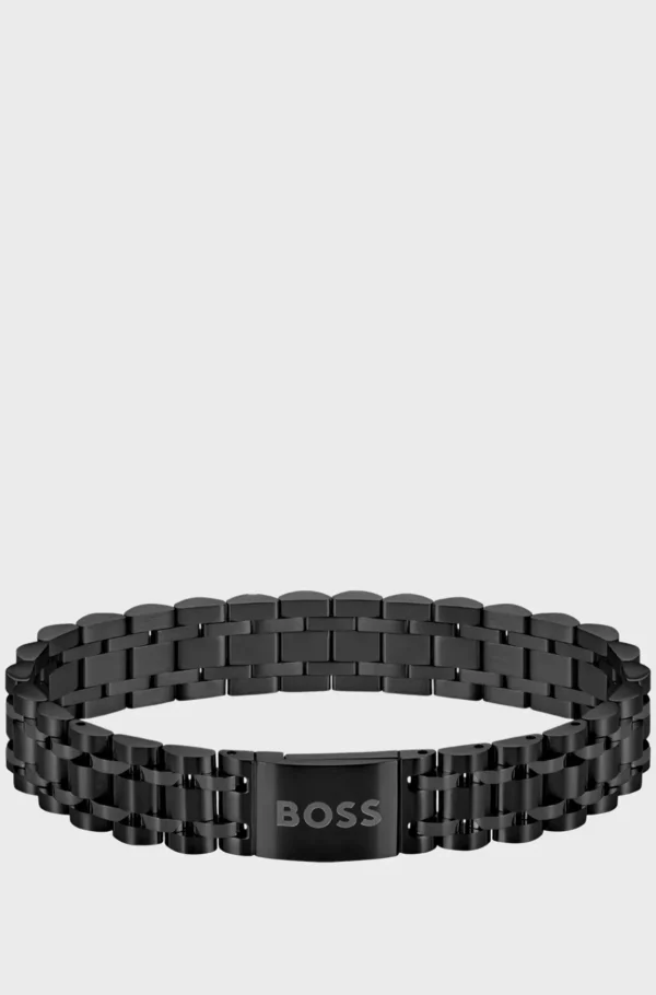 HUGO BOSS Botões De Punho E Joias>Pulseira Em Aço Preto Com Fecho Magnético Com Logótipo