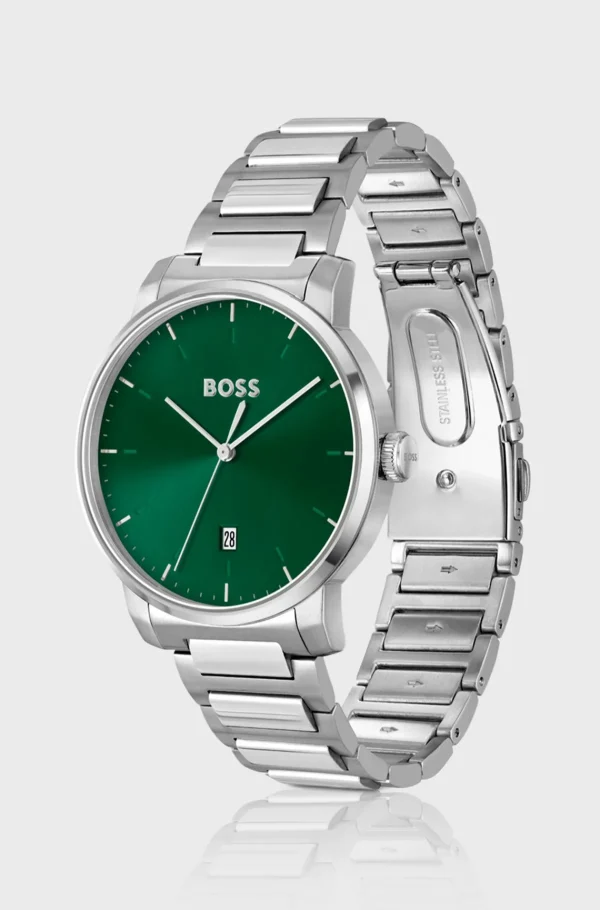 HUGO BOSS Relógios>Relógio Com Bracelete De Elos H Com Mostrador Verde