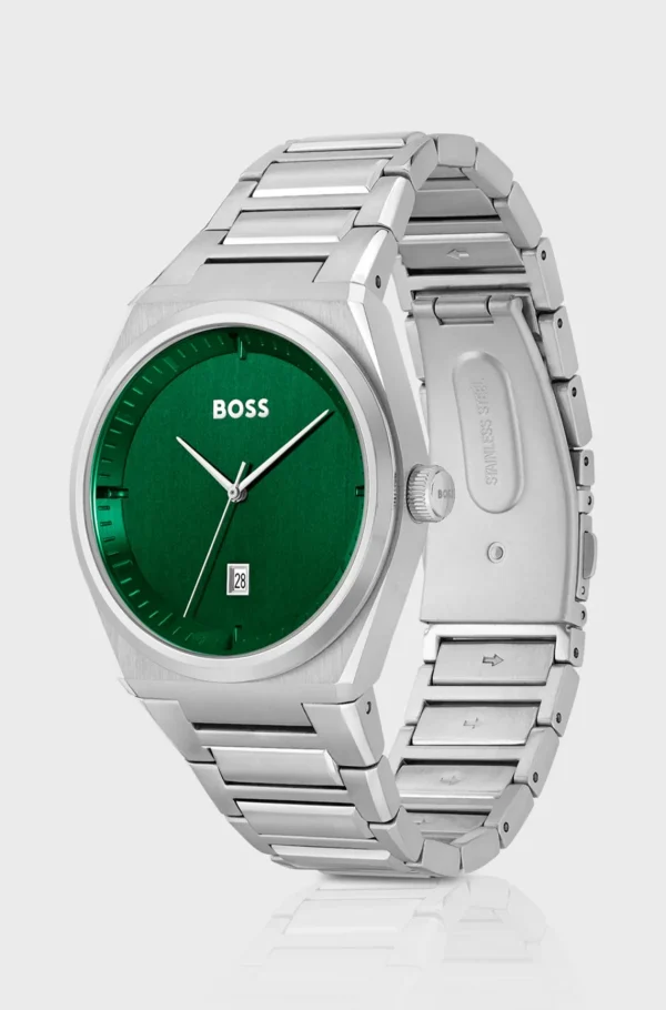 HUGO BOSS Relógios>Relógio Com Mostrador Verde E Bracelete De Elos