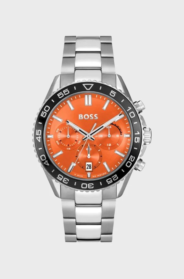 HUGO BOSS Relógios>Relógio Cronógrafo Com Bracelete Metálica E Mostrador Laranja