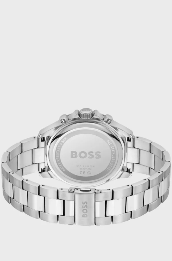 HUGO BOSS Relógios>Relógio Cronógrafo Com Mostrador Preto E Bracelete De Elos