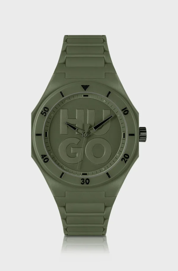 HUGO BOSS Relógios>Relógio Verde Com Bracelete De Silicone Tonal