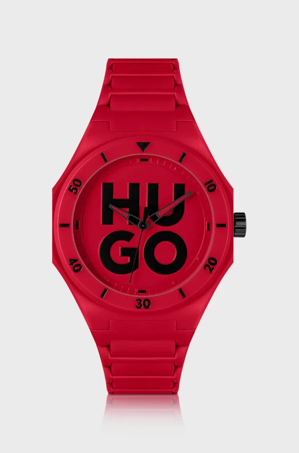 HUGO BOSS Relógios>Relógio Vermelho Com Bracelete De Silicone Tonal