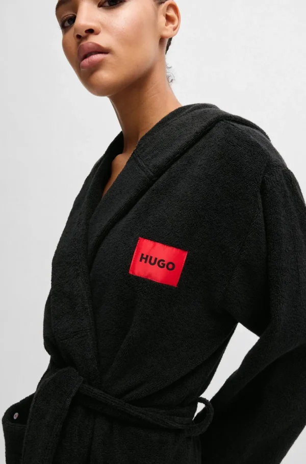 MULHER HUGO BOSS Pijamas E Loungewear>Roupão De Algodão Terry E Etiqueta Com Logótipo Vermelho