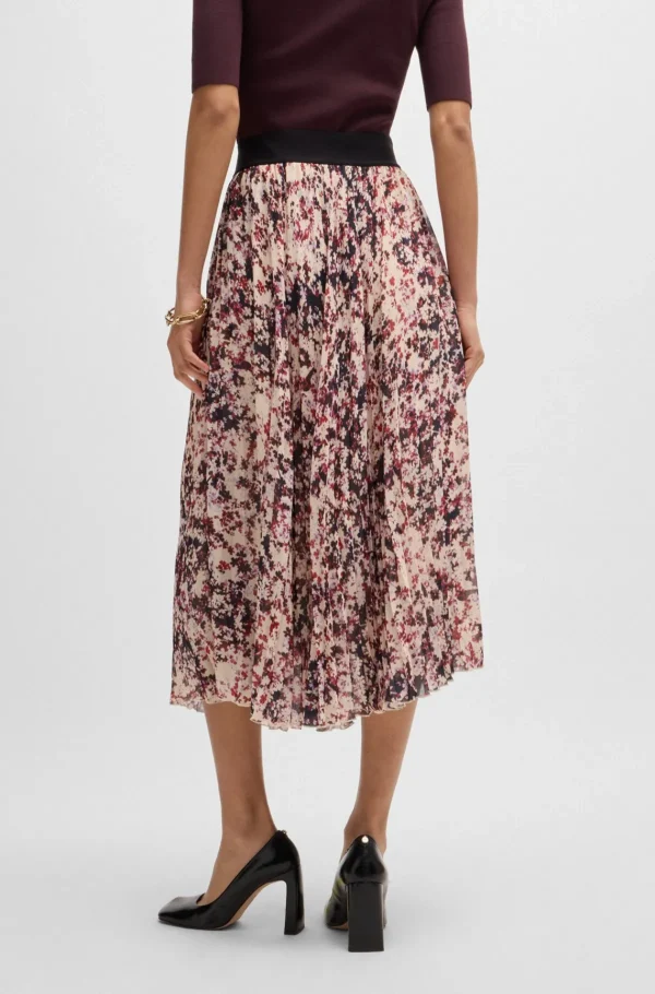 MULHER HUGO BOSS Saias>Saia Com Estampa Floral Em Tecido Crepe