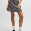 MULHER HUGO BOSS Saias>Saia Mini Em Mistura De Algodão Com Jacquard Houndstooth