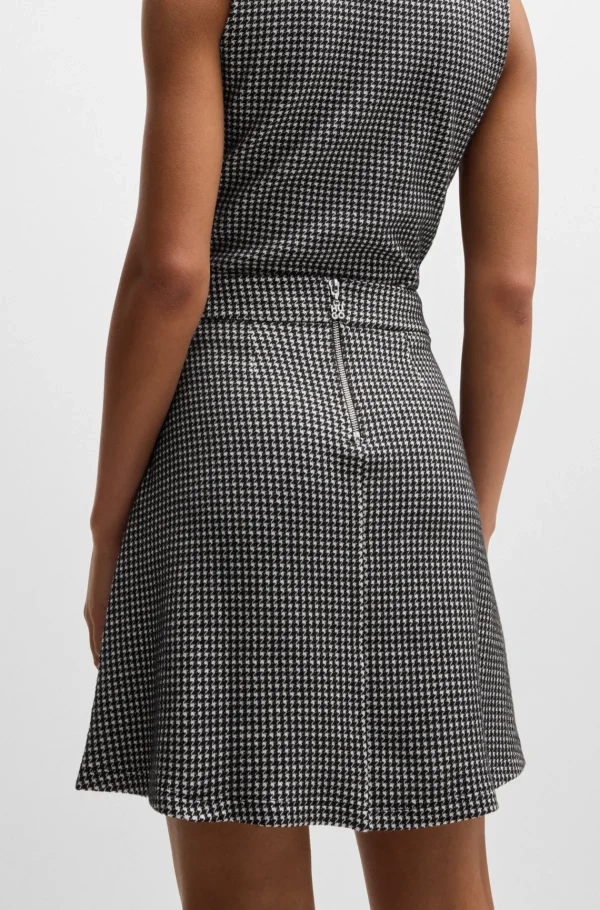 MULHER HUGO BOSS Saias>Saia Mini Em Mistura De Algodão Com Jacquard Houndstooth