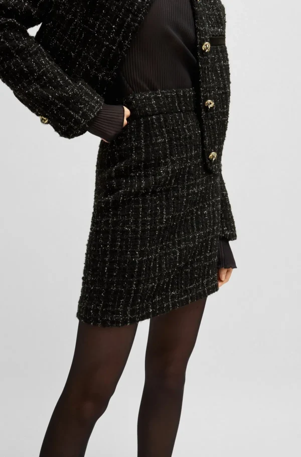 MULHER HUGO BOSS Saias>Saia Mini Em Tweed Com Efeito Brilhante