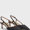 MULHER HUGO BOSS Saltos Altos>Saltos Altos Slingback Em Cetim Suave Com Biqueira Pontiaguda