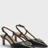 MULHER HUGO BOSS Saltos Altos>Saltos Altos Slingback Em Pele Napa Com Monograma Double B