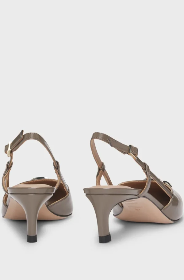 MULHER HUGO BOSS Saltos Altos>Saltos Altos Slingback Em Pele Com Monograma Double B