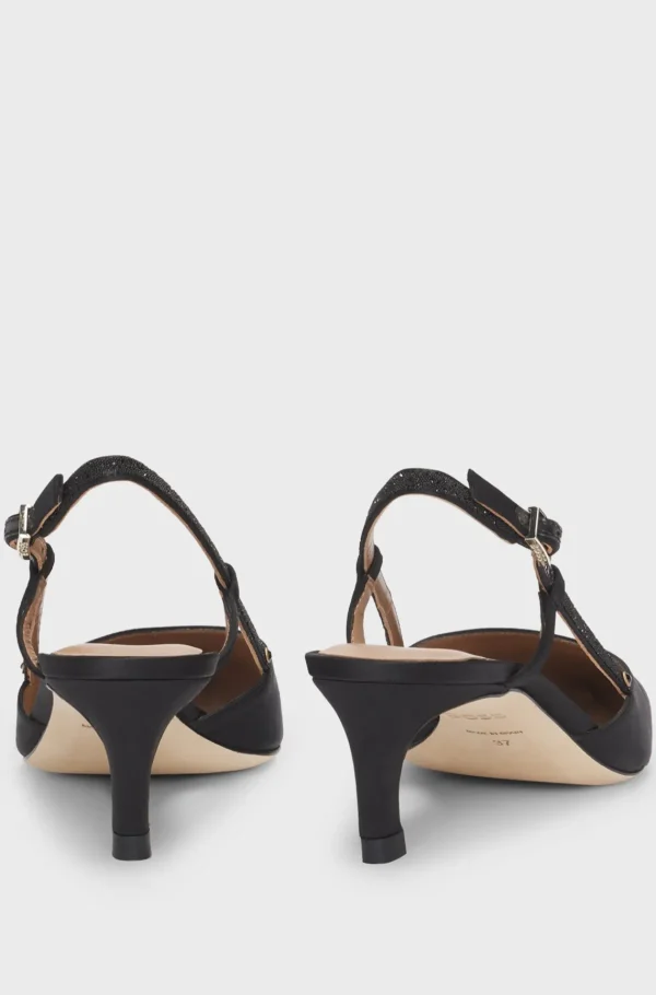 MULHER HUGO BOSS Saltos Altos>Saltos Altos Slingback Em Cetim Suave Com Biqueira Pontiaguda