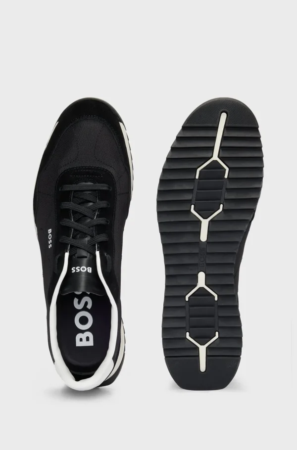 HUGO BOSS Sapatos Descontraídos>Sapatilhas Com Atacadores Em Tecido Texturizado Com Acabamentos Em Camurça