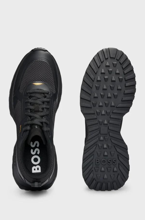 HUGO BOSS Sapatilhas>Sapatilhas De Material Misto Com Detalhes De Malha E Marca