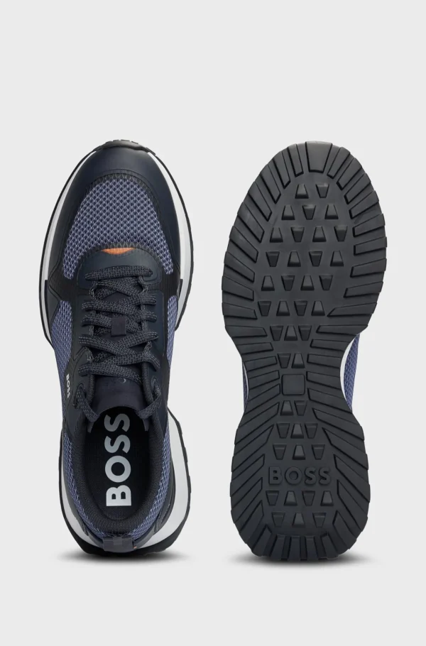 HUGO BOSS Sapatilhas>Sapatilhas De Material Misto Com Detalhes De Malha E Marca