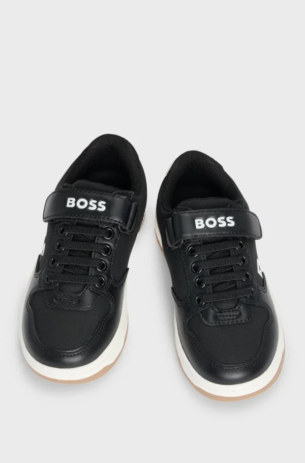 Crianças HUGO BOSS Sapatos>Sapatilhas Em Materiais Mistos Com Logótipo Para Criança