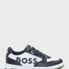 Crianças HUGO BOSS Sapatos>Sapatilhas Infantis Em Lona E Pele Com Marca Em Relevo