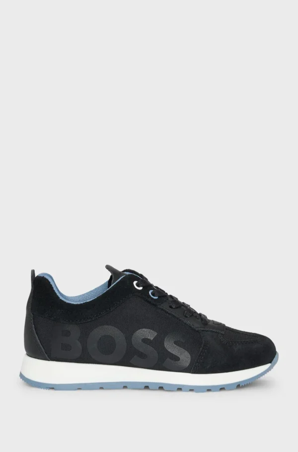 Crianças HUGO BOSS Sapatos>Sapatilhas Para Criança Em Materiais Mistos Com Acabamentos Em Pele