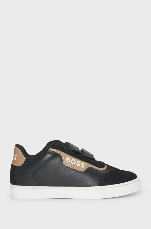 Crianças HUGO BOSS Júniores (Idades 4-14) | Sapatos>Sapatilhas Para Criança Em Pele E Mesh