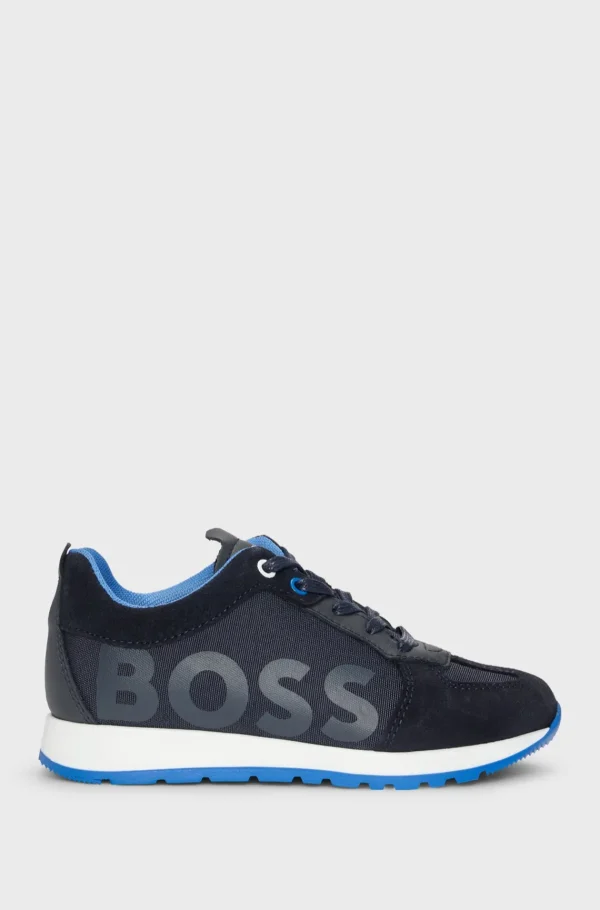 Crianças HUGO BOSS Sapatos>Sapatilhas Para Criança Em Materiais Mistos Com Acabamentos Em Pele