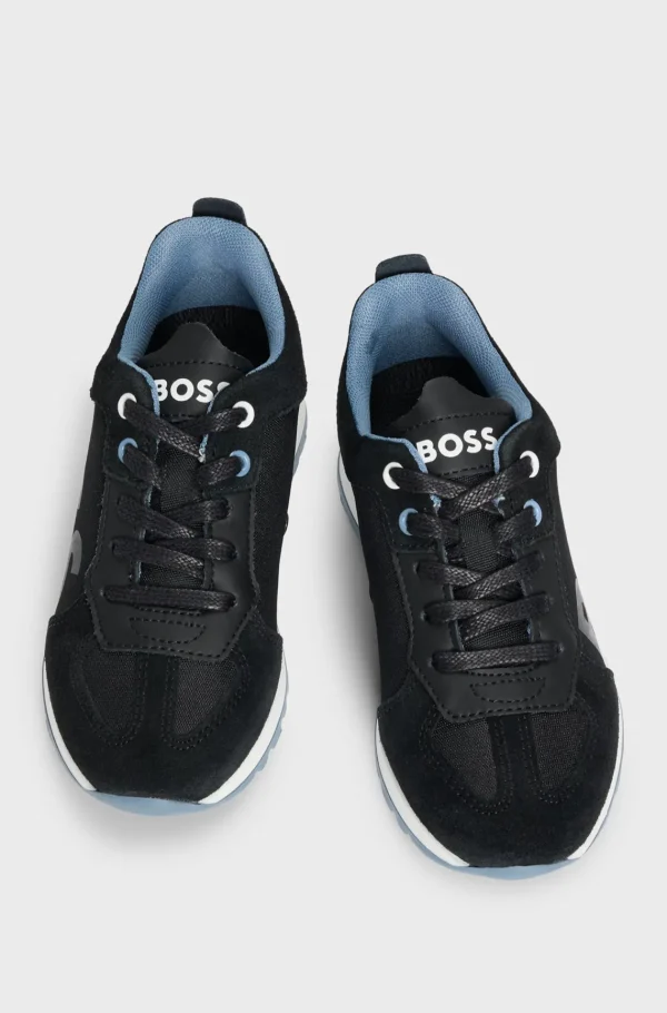 Crianças HUGO BOSS Sapatos>Sapatilhas Para Criança Em Materiais Mistos Com Acabamentos Em Pele