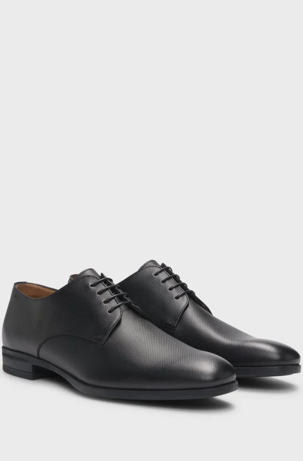 HUGO BOSS Artigos Essenciais | Sapatos Informais>Sapatos Derby Em Pele Estruturada Com Palmilha Almofadada