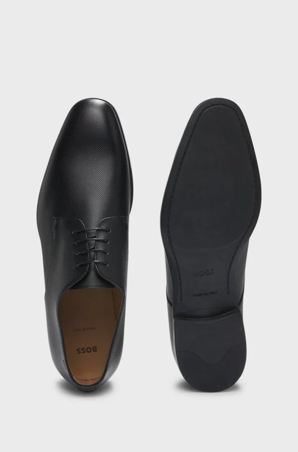 HUGO BOSS Artigos Essenciais | Sapatos Informais>Sapatos Derby Em Pele Estruturada Com Palmilha Almofadada