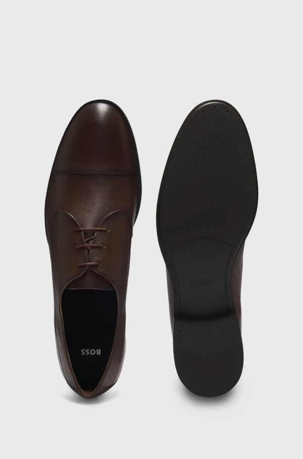 HUGO BOSS Sapatos Formais>Sapatos Derby Em Pele Granulada Com Biqueira