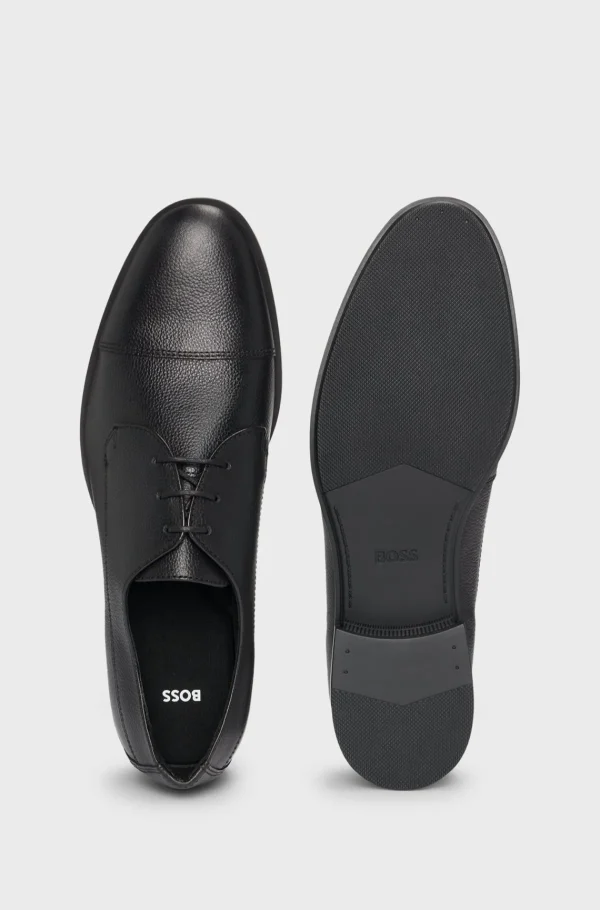 HUGO BOSS Sapatos Formais>Sapatos Derby Em Pele Granulada Com Biqueira