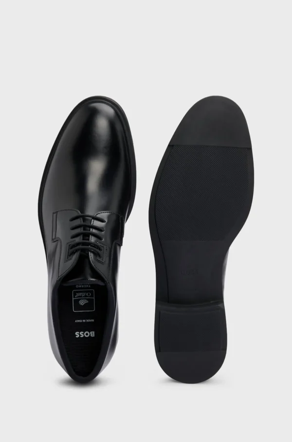 HUGO BOSS Calças E Calções | Sapatos Formais>Sapatos Derby Italianos Em Pele Com Acabamento Canelado