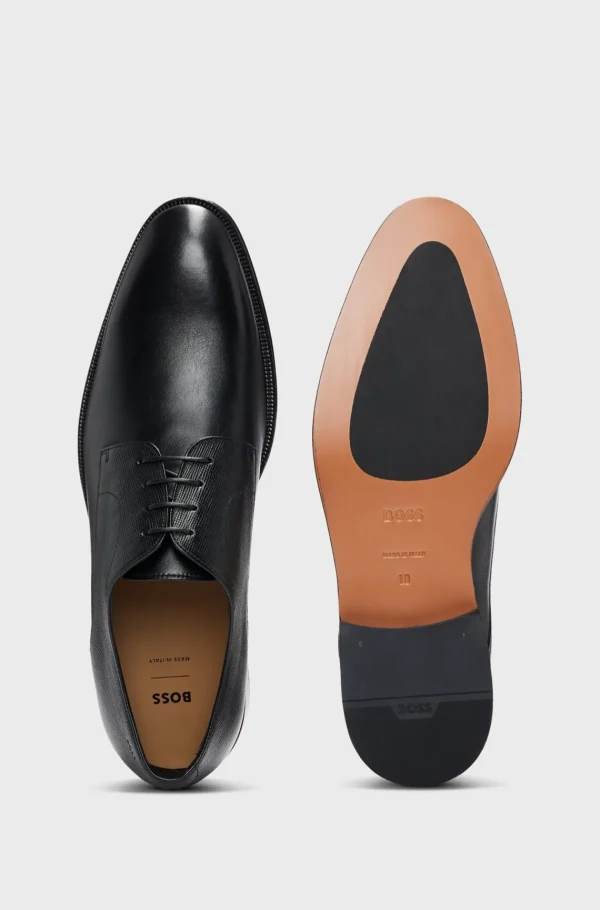 HUGO BOSS Sapatos Informais>Sapatos Derby Italianos Em Peleem Pele Lisa E Estampada