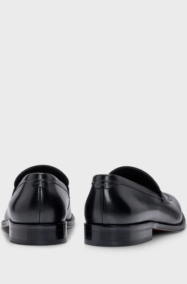 HUGO BOSS Sapatos Informais>Sapatos Loafers Em Pele Lisa E Com Estampa De Decote