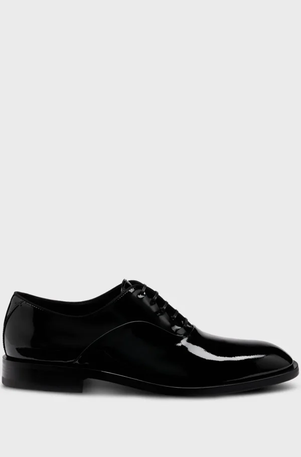 HUGO BOSS Sapatos Formais>Sapatos Oxford Em Pele Patenteada Com Detalhes De Costura