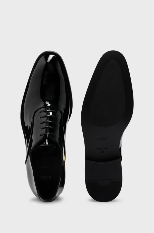 HUGO BOSS Sapatos Formais>Sapatos Oxford Em Pele Patenteada Com Detalhes De Costura