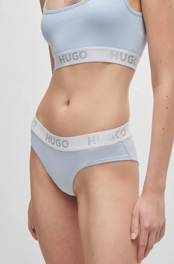 MULHER HUGO BOSS Roupa Interior>Slips De Cintura Regular Em Algodão Elástico Com Cintura De Logótipo