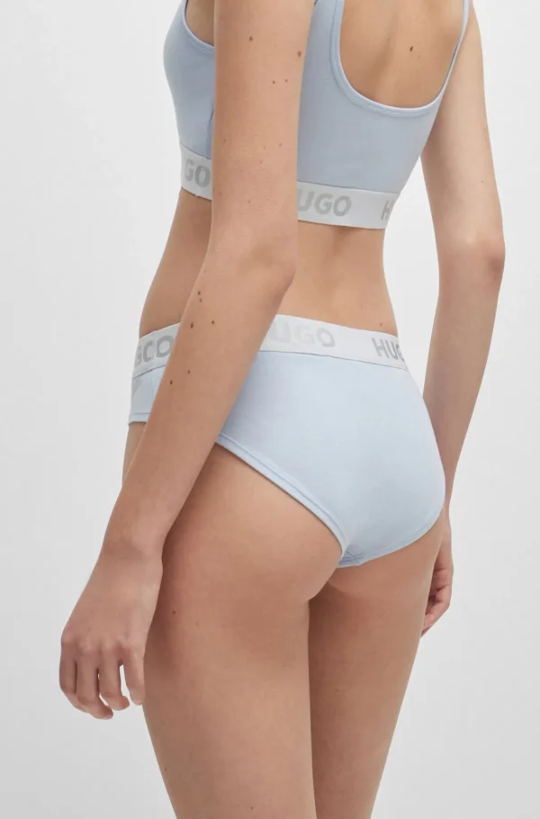 MULHER HUGO BOSS Roupa Interior>Slips De Cintura Regular Em Algodão Elástico Com Cintura De Logótipo